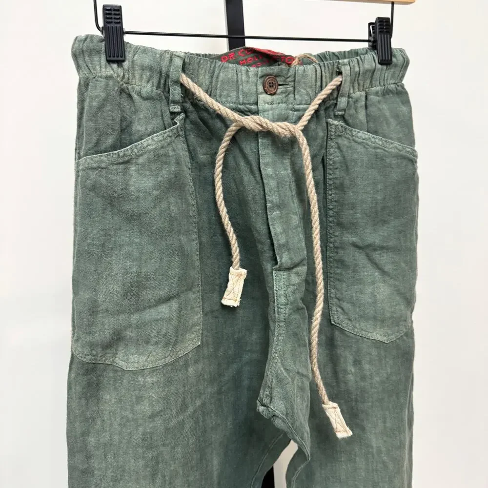 Dr. Collector's P38 Japan 8 oz Linen Sunfaded Army Green Pants Small NEW Relaxed